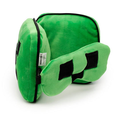 Relaxeazzz Minecraft Creeper Shaped Plush Travel Pillow & Eye Mask - DuvetDay.co.uk