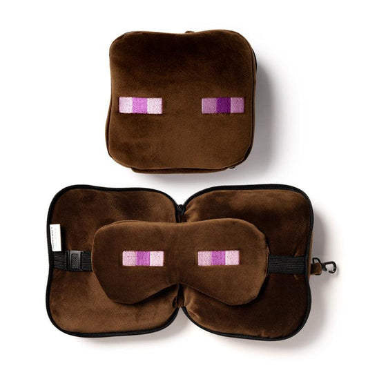 Relaxeazzz Minecraft Enderman Shaped Plush Travel Pillow & Eye Mask - DuvetDay.co.uk