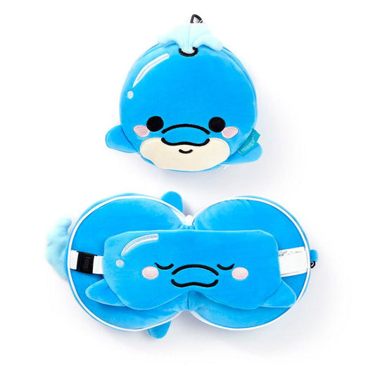 Relaxeazzz Travel Pillow & Eye Mask - Blu the Dolphin - DuvetDay.co.uk