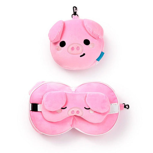Relaxeazzz Travel Pillow & Eye Mask - Oliver the Pig - DuvetDay.co.uk