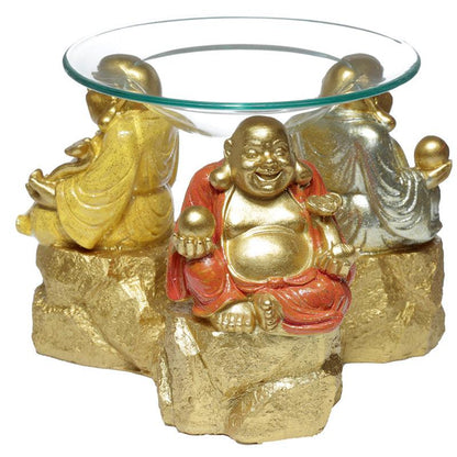 Resin Oil & Wax Burner - Lucky Glitter Laughing Chinese Buddha - DuvetDay.co.uk