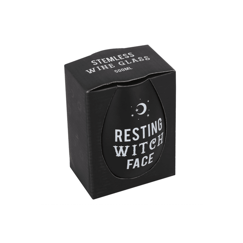 Resting Witch Face Stemless Wine Glass - DuvetDay.co.uk