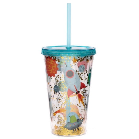 Retro Space Cadet Double Walled Cup with Lid and Straw
