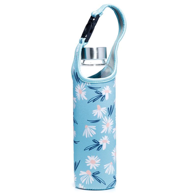 Reusable 500ml Glass Water Bottle with Protective Neoprene Sleeve - Daisy Lane Pick of the Bunch - DuvetDay.co.uk