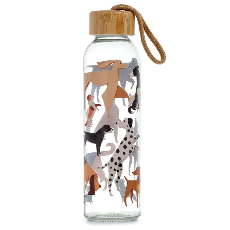 Reusable Glass Water Bottle - Bark Dog - DuvetDay.co.uk