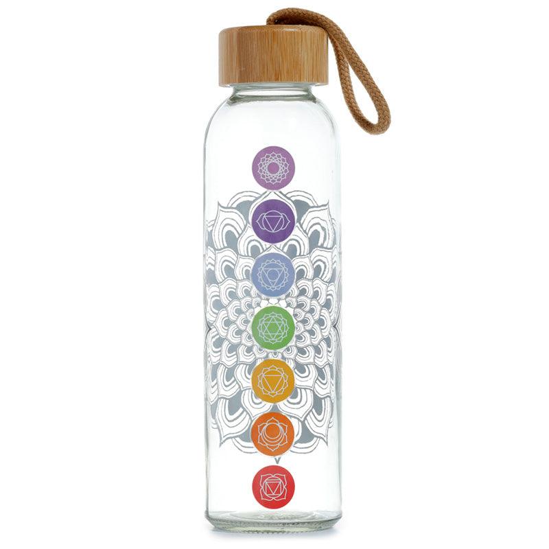 Reusable Glass Water Bottle - Chakra - DuvetDay.co.uk