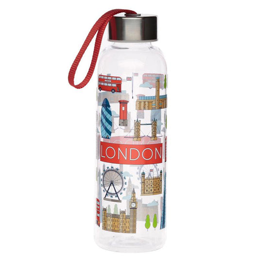 Reusable London Icons 500ml Water Bottle with Metallic Lid - DuvetDay.co.uk
