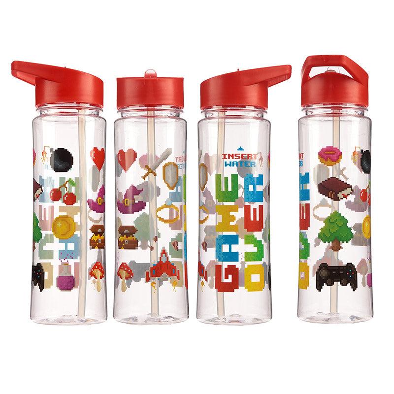 Reusable Retro Gaming Game Over 550ml Water Bottle with Flip Straw - DuvetDay.co.uk