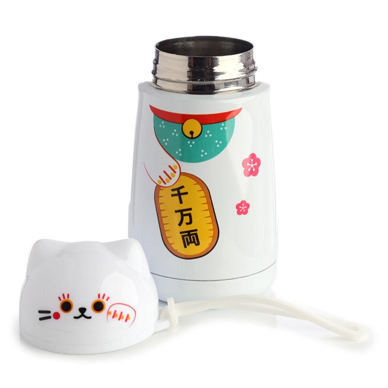 Reusable Shaped Stainless Steel Hot & Cold Thermal Insulated Drinks Bottle - Maneki Neko Lucky Cat