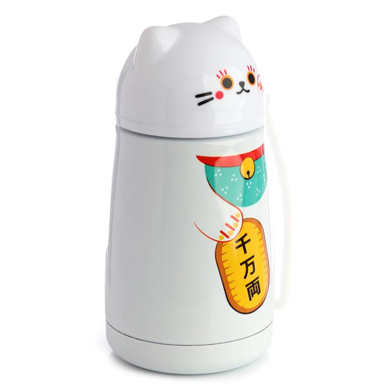 Reusable Shaped Stainless Steel Hot & Cold Thermal Insulated Drinks Bottle - Maneki Neko Lucky Cat