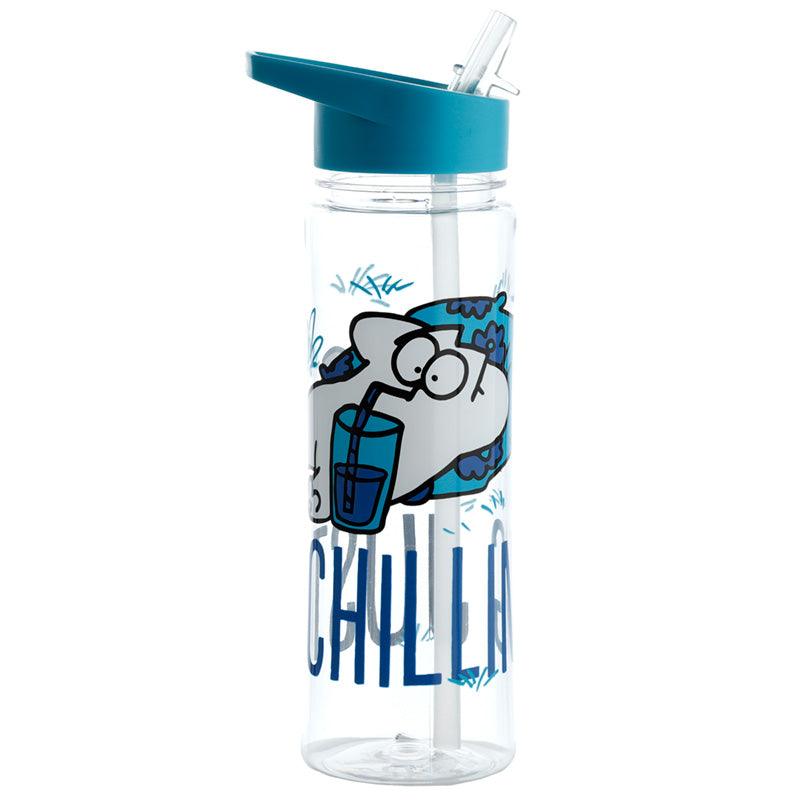 Reusable Simon's Cat Just Chilling Shatterproof Ecozen 550ml Water Bottle with Flip Straw - DuvetDay.co.uk