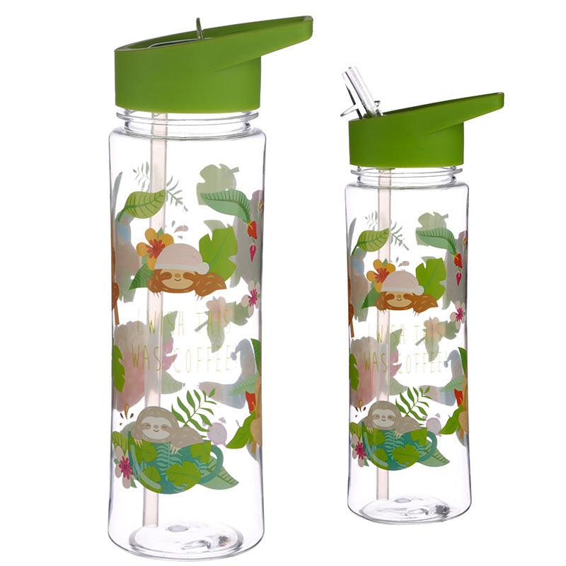 Reusable Sloth 550ml Water Bottle with Flip Straw - DuvetDay.co.uk