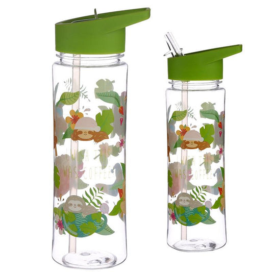 Reusable Sloth 550ml Water Bottle with Flip Straw