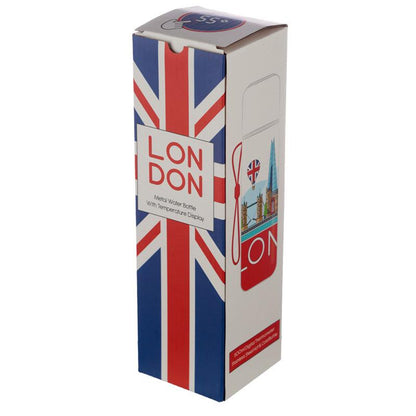 Reusable Stainless Steel Hot & Cold Insulated Drinks Bottle Digital Thermometer - London Icons - DuvetDay.co.uk
