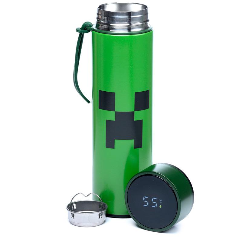 Reusable Stainless Steel Hot & Cold Insulated Drinks Bottle Digital Thermometer - Minecraft Creeper - DuvetDay.co.uk