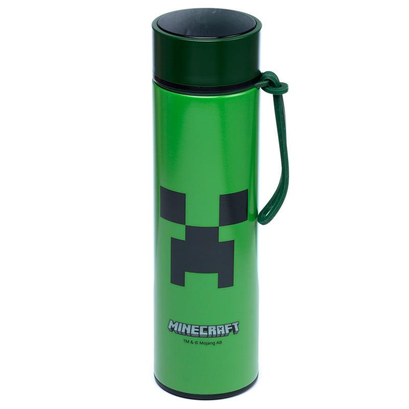 Reusable Stainless Steel Hot & Cold Insulated Drinks Bottle Digital Thermometer - Minecraft Creeper - DuvetDay.co.uk