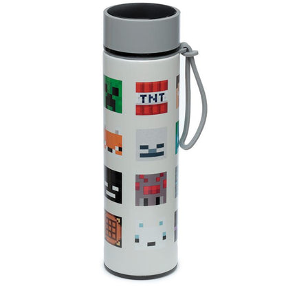 Reusable Stainless Steel Hot & Cold Insulated Drinks Bottle Digital Thermometer - Minecraft Faces - DuvetDay.co.uk