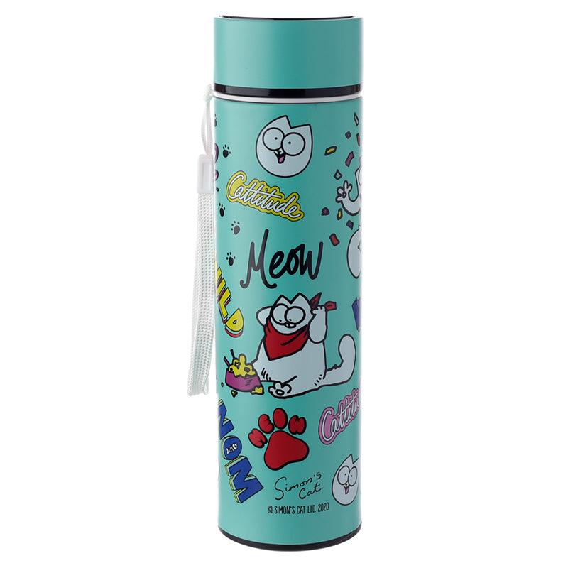 Reusable Stainless Steel Hot & Cold Insulated Drinks Bottle Digital Thermometer - Simon's Cat - DuvetDay.co.uk
