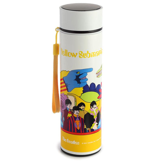 Reusable Stainless Steel Hot & Cold Insulated Drinks Bottle Digital Thermometer - Yellow Submarine - DuvetDay.co.uk