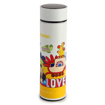Reusable Stainless Steel Hot & Cold Insulated Drinks Bottle Digital Thermometer - Yellow Submarine - DuvetDay.co.uk