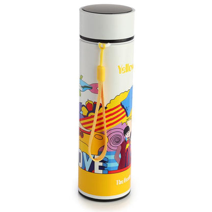 Reusable Stainless Steel Hot & Cold Insulated Drinks Bottle Digital Thermometer - Yellow Submarine - DuvetDay.co.uk