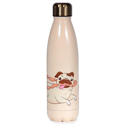 Reusable Stainless Steel Insulated Drinks Bottle 500ml - Mopps Pug - DuvetDay.co.uk