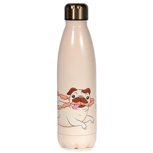 Reusable Stainless Steel Insulated Drinks Bottle 500ml - Mopps Pug - DuvetDay.co.uk