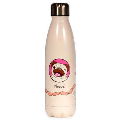 Reusable Stainless Steel Insulated Drinks Bottle 500ml - Mopps Pug - DuvetDay.co.uk