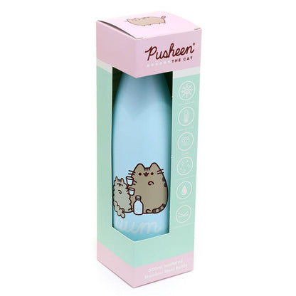 Reusable Stainless Steel Insulated Drinks Bottle 500ml - Pusheen the Cat Foodie - DuvetDay.co.uk
