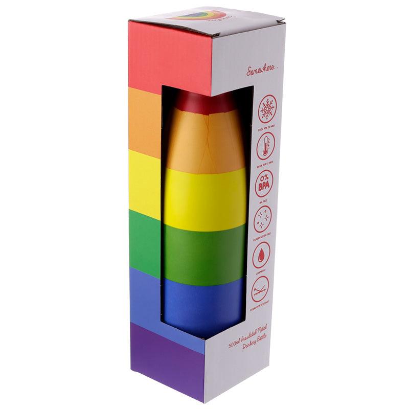 Reusable Stainless Steel Insulated Drinks Bottle 500ml - Somewhere Rainbow - DuvetDay.co.uk