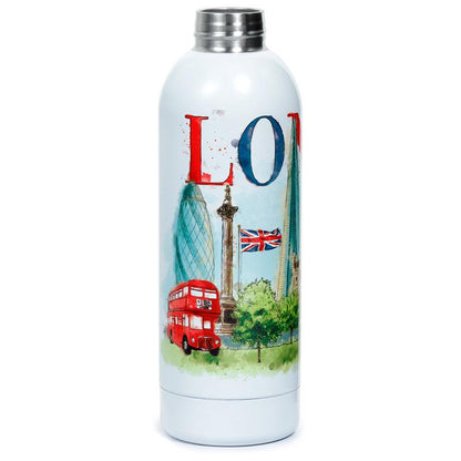Reusable Stainless Steel Insulated Drinks Bottle 530ml - London Tour - DuvetDay.co.uk