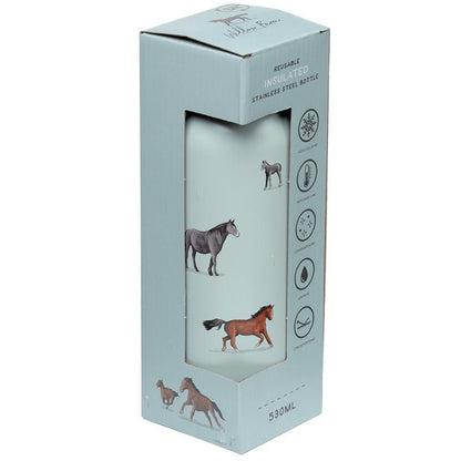 Reusable Stainless Steel Insulated Drinks Bottle 530ml - Willow Farm Horses - DuvetDay.co.uk