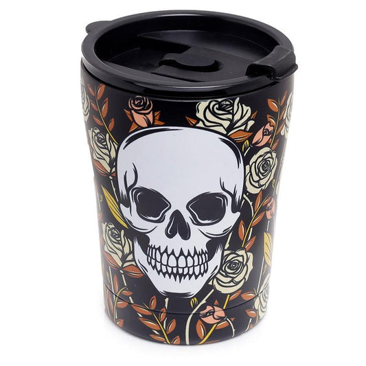 Reusable Stainless Steel Insulated Food & Drinks Cup 300ml - Skulls & Roses - DuvetDay.co.uk