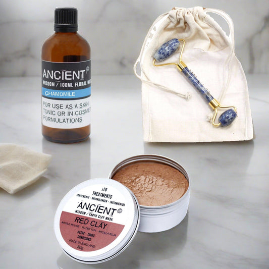 Roller, Red Face Mask and Floral Water Set - DuvetDay.co.uk