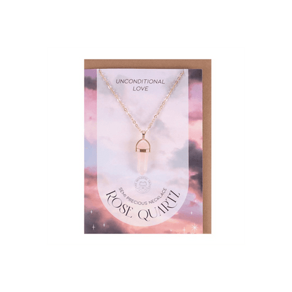 Rose Quartz Crystal Necklace Card
