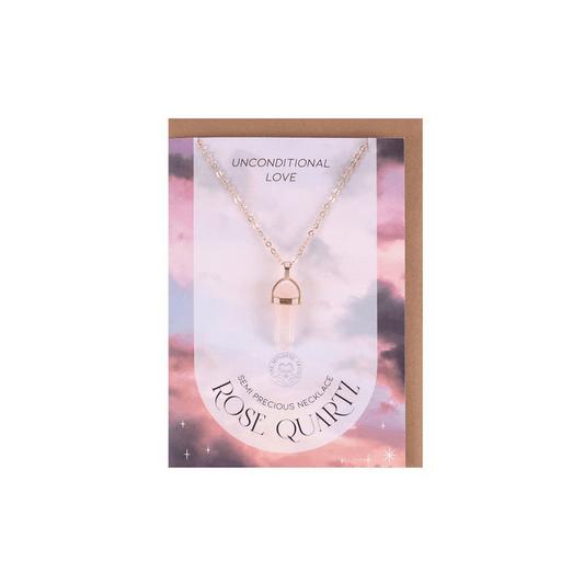 Rose Quartz Crystal Necklace Card - DuvetDay.co.uk