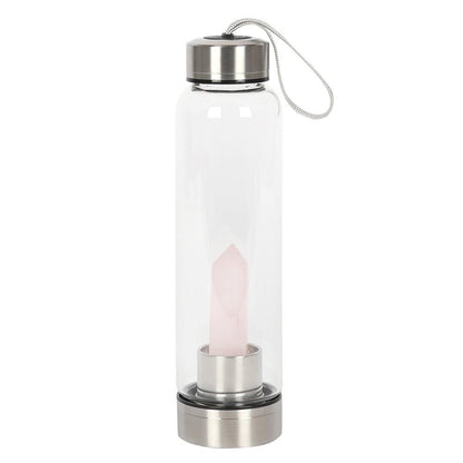Rose Quartz Purifying Glass Water Bottle - DuvetDay.co.uk