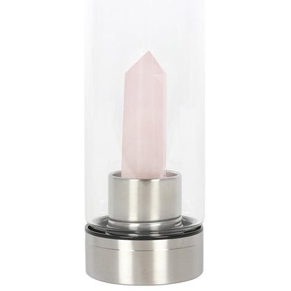 Rose Quartz Purifying Glass Water Bottle - DuvetDay.co.uk