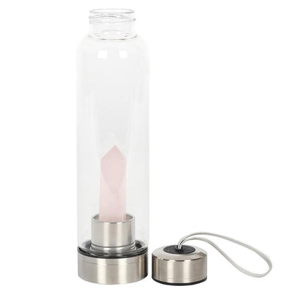 Rose Quartz Purifying Glass Water Bottle - DuvetDay.co.uk