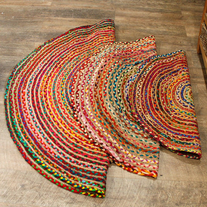 Round Jute and Recycled Cotton Rug - 90 cm - DuvetDay.co.uk