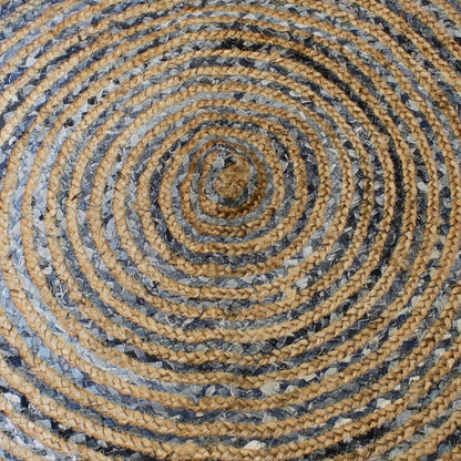 Round Jute and Recycled Denim Rug - 150 cm - DuvetDay.co.uk
