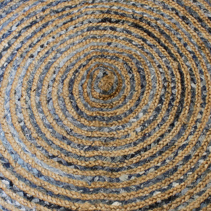 Round Jute and Recycled Denim Rug - 90 cm - DuvetDay.co.uk