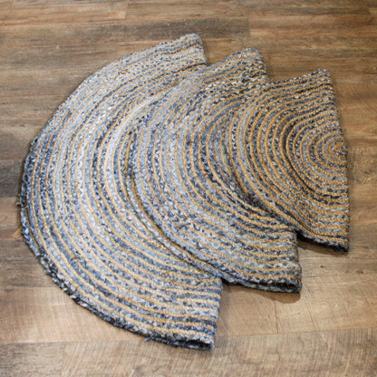 Round Jute and Recycled Denim Rug - 90 cm - DuvetDay.co.uk