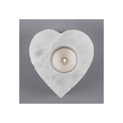 Selenite Heart Tealight Holder - DuvetDay.co.uk