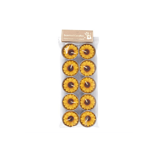 Set of 10 Yellow and Orange Sunflower Candles