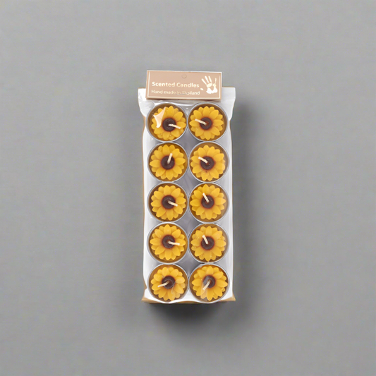Set of 10 Yellow and Orange Sunflower Candles