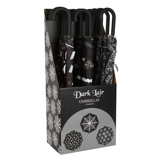 Set of 12 Bat and Spiderweb Umbrellas in Display - DuvetDay.co.uk