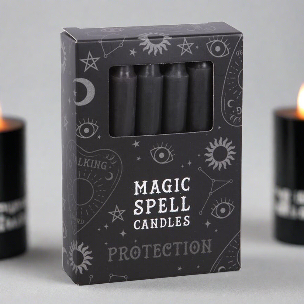 Set of 12 Black 'Protection' Spell Candles - DuvetDay.co.uk