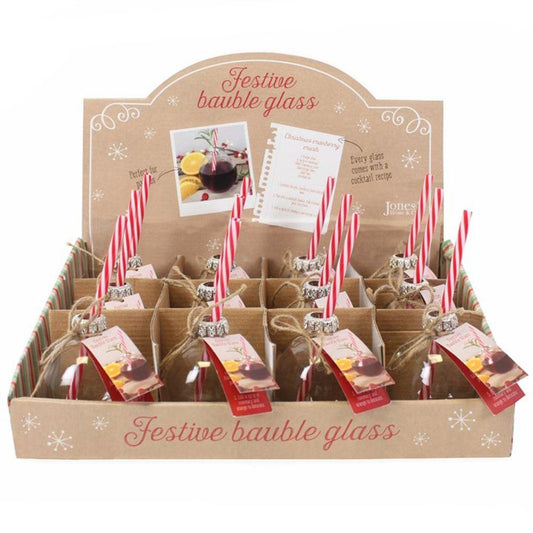 Set of 12 Festive Bauble Glasses - DuvetDay.co.uk