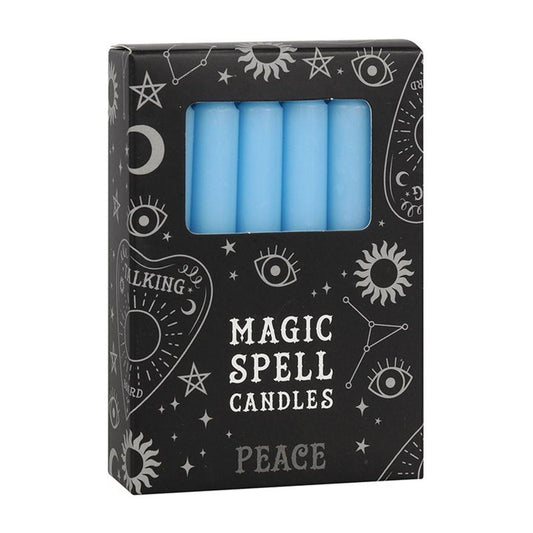 Set of 12 Light Blue 'Peace' Spell Candles - DuvetDay.co.uk